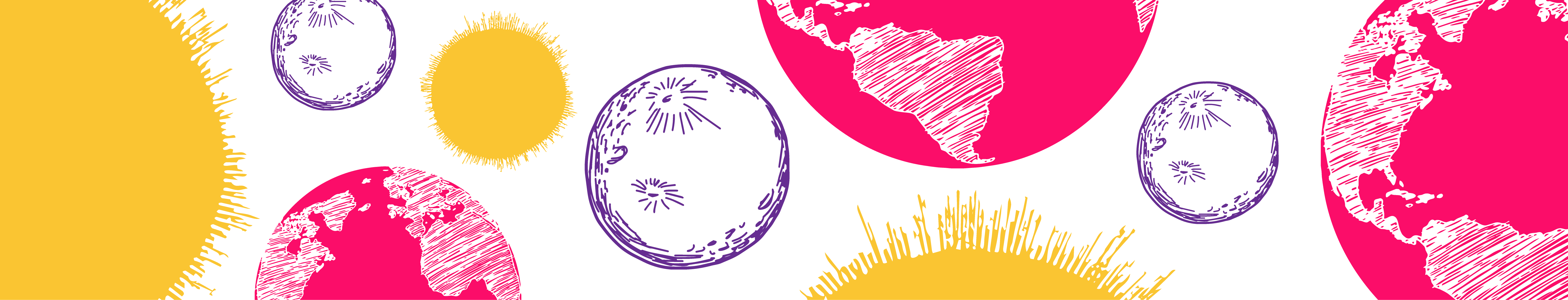 Banner ilustrativo com corpos celestes